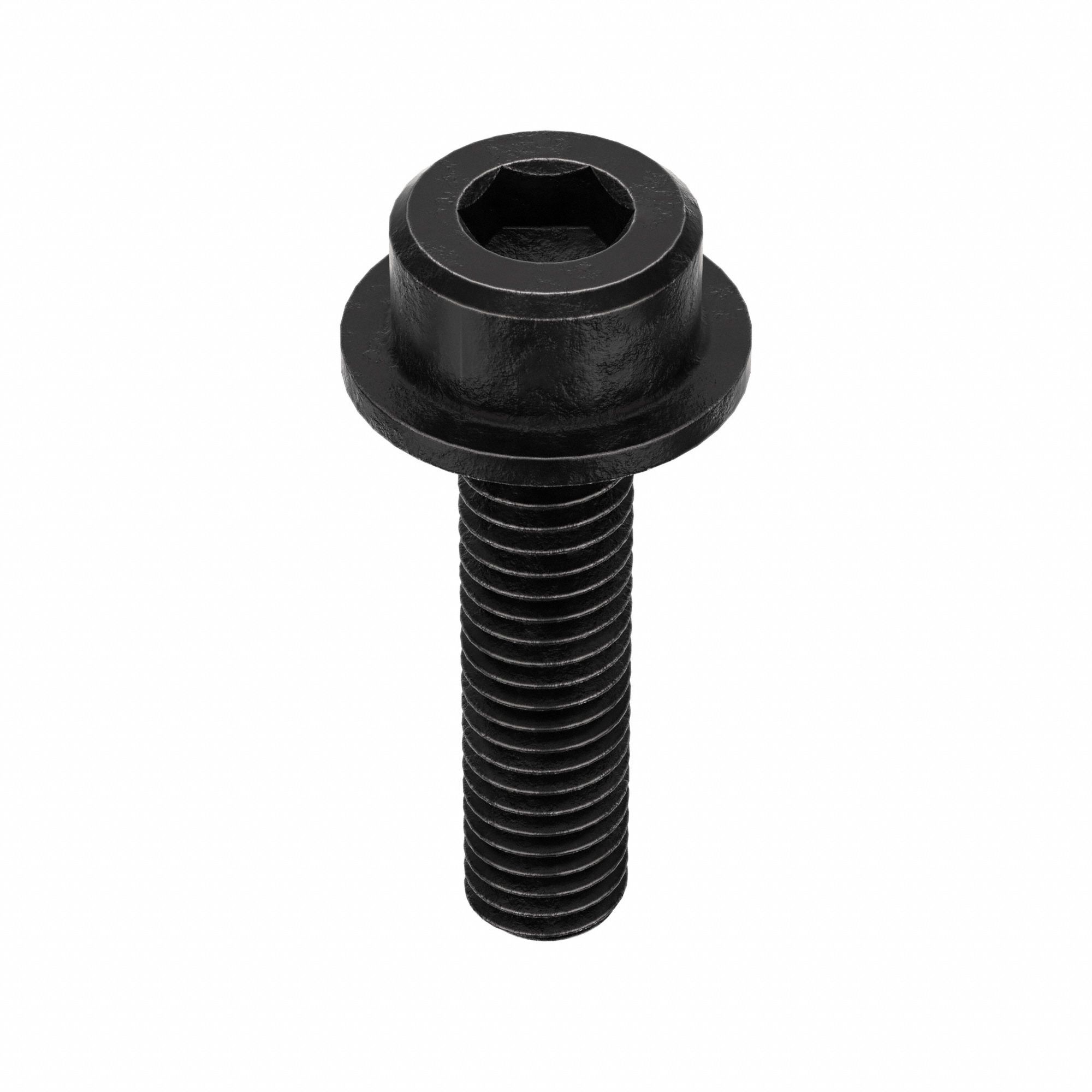 SOCKET HEAD CAP SCREW, M6-1 THREAD SIZE, 25MM L, FLANGED STANDARD, BLACK OXIDE, STEEL, 10 PK