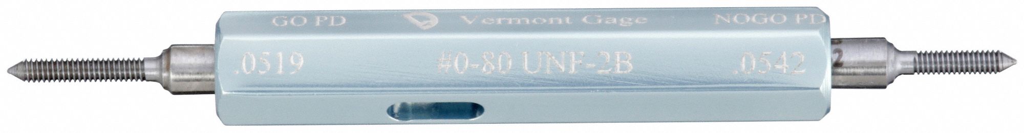 Threaded Plug Gauge Assembly: Go/No-Go (Plus/Minus), #0-80 Thread Size, 2B Thread Class