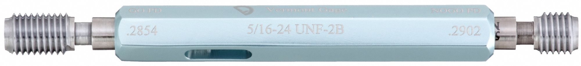 Threaded Plug Gauge Assembly: Go/No-Go (Plus/Minus), 5/16"-24 Thread Size, UNF