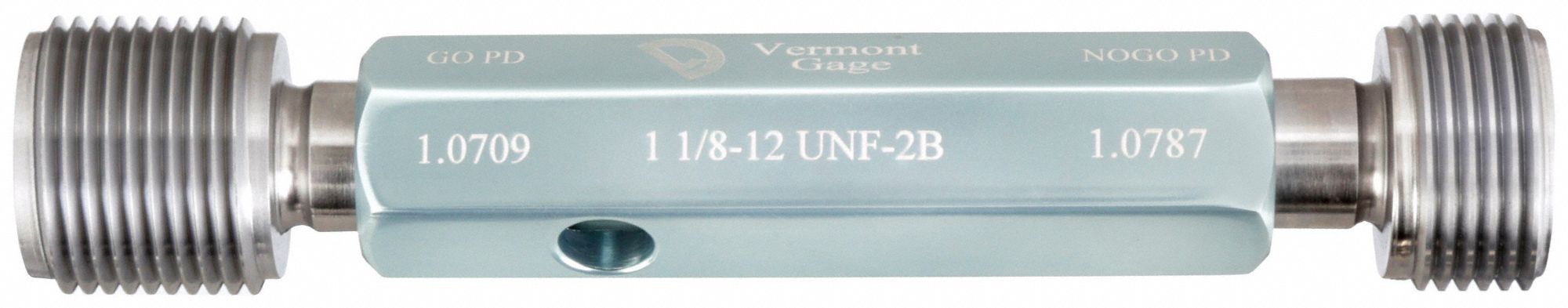 Threaded Plug Gauge Assembly: Go/No-Go (Plus/Minus), 1 1/8"-12 Thread Size, UNF