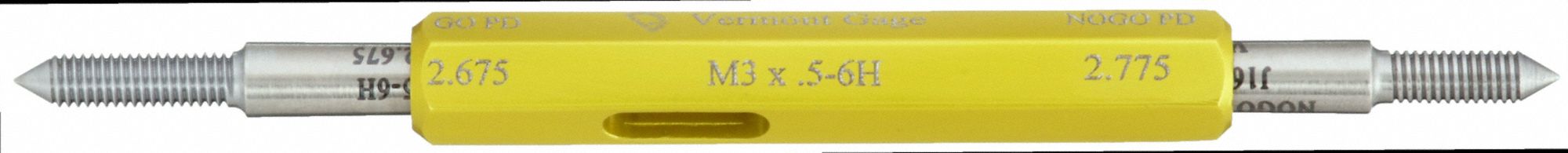 Threaded Plug Gauge Assembly: Go/No-Go (Plus/Minus), M3 x 0.50 Thread Size, Metric