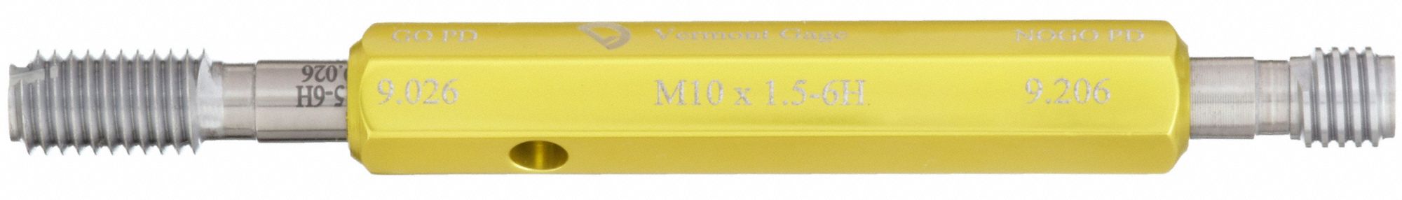 Threaded Plug Gauge Assembly: Go/No-Go (Plus/Minus), M10 x 1.50 Thread Size, Metric