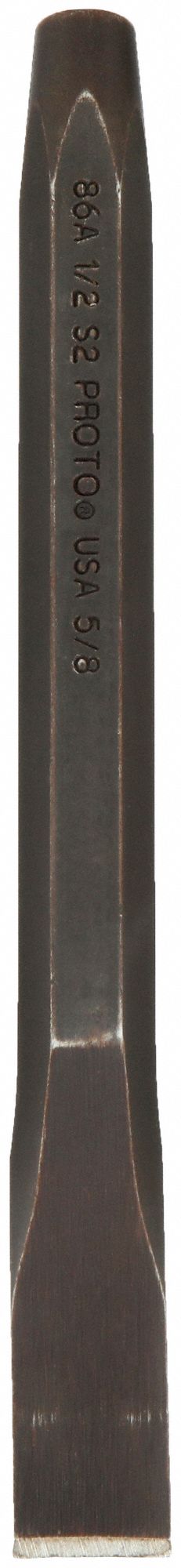 COLD CHISEL, STEEL, ⅝ IN BLADE W, 6¾ IN OVERALL L, PLAIN GRIP, INCLUDES STRIKING CAP, NO TO NO