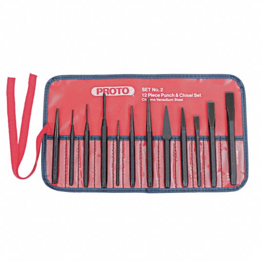 PROTO 47/8 to 6 in S2 Hardened Tool Steel Punch and Chisel Set; Number