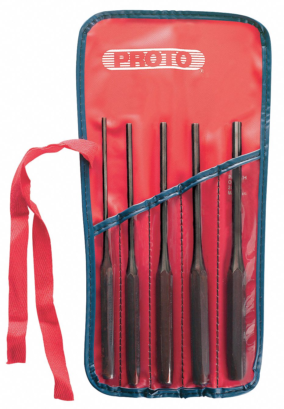 DRIVE PIN PUNCH SET, 5/32 IN/3/16 IN/7/32 IN/¼ IN/5/16 IN TIP DIA, ⅜ IN/7/16 IN/½ IN SHANK W