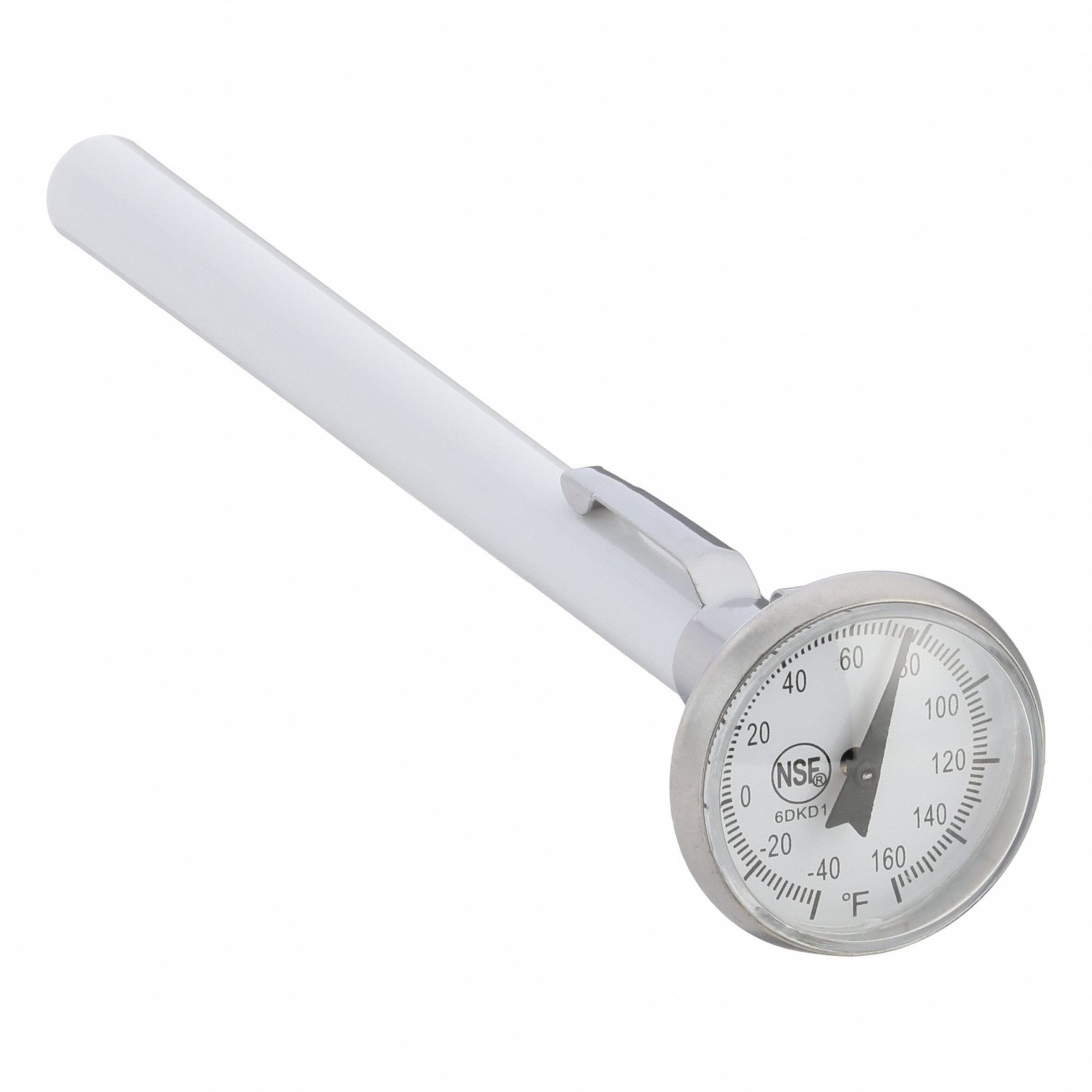 Dial Pocket Thermometer: -40°F to 160°F, +/- 2°F, 5 in Stem Lg, Fahrenheit