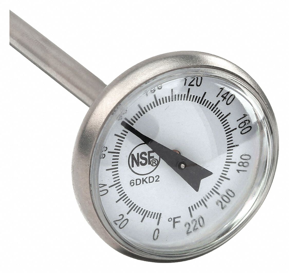 DIAL POCKET THERMOMETER, 1", 0 TO 220F