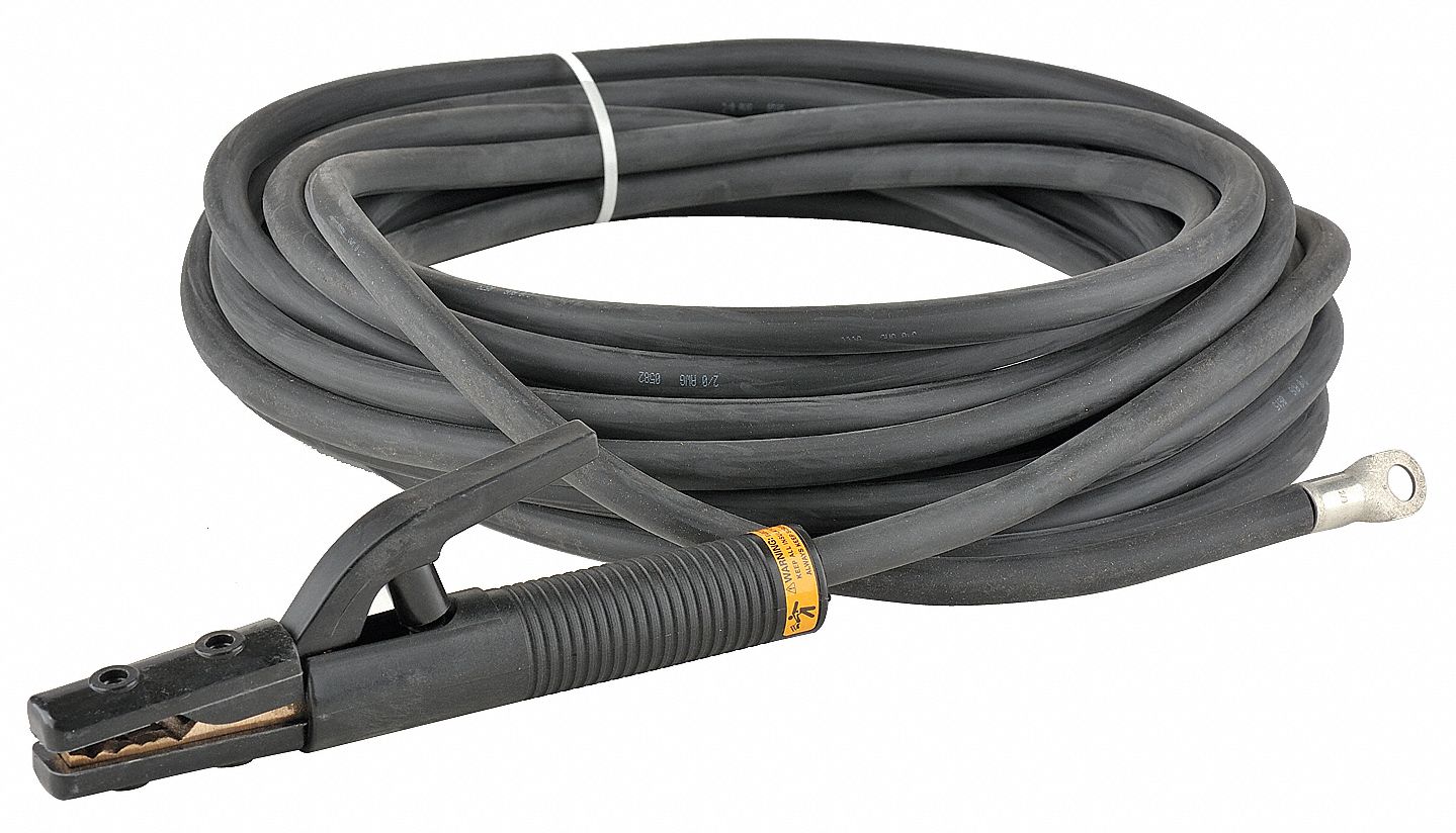 100 Foot 2/0 Welding Cable Lead with Ground Clamp & Lug