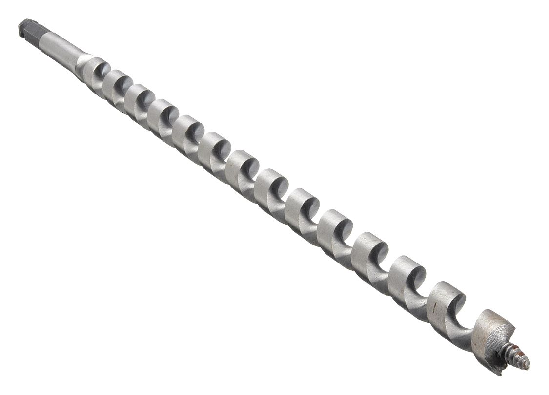 Auger Drill Bit: 11/16 in Drill Bit Size, 18 in Overall Lg, Hex Shank, 7/16 in Shank Hex Size