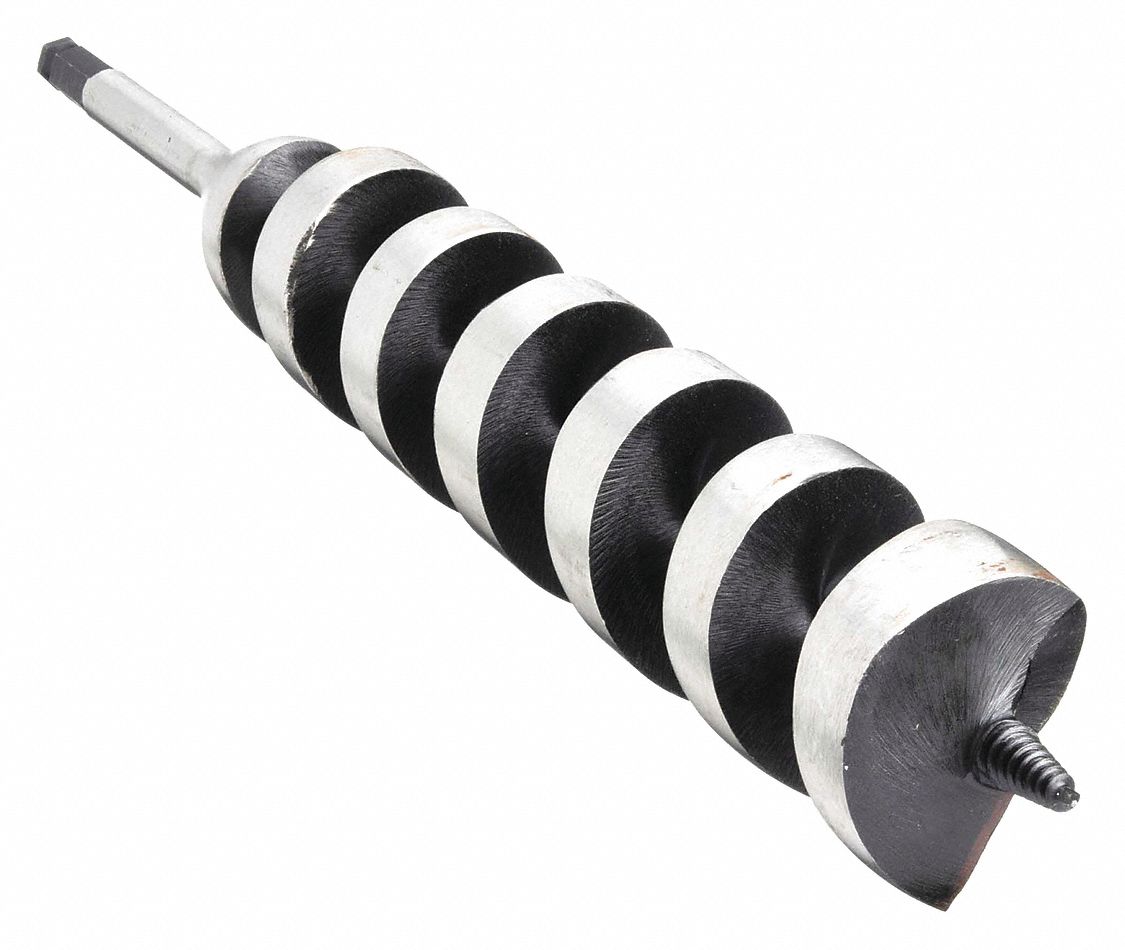 IRWIN Auger Drill Bit: 2 in Drill Bit Size, 17 in Overall Lg, Hex Shank,  7/16 in Shank Hex Size