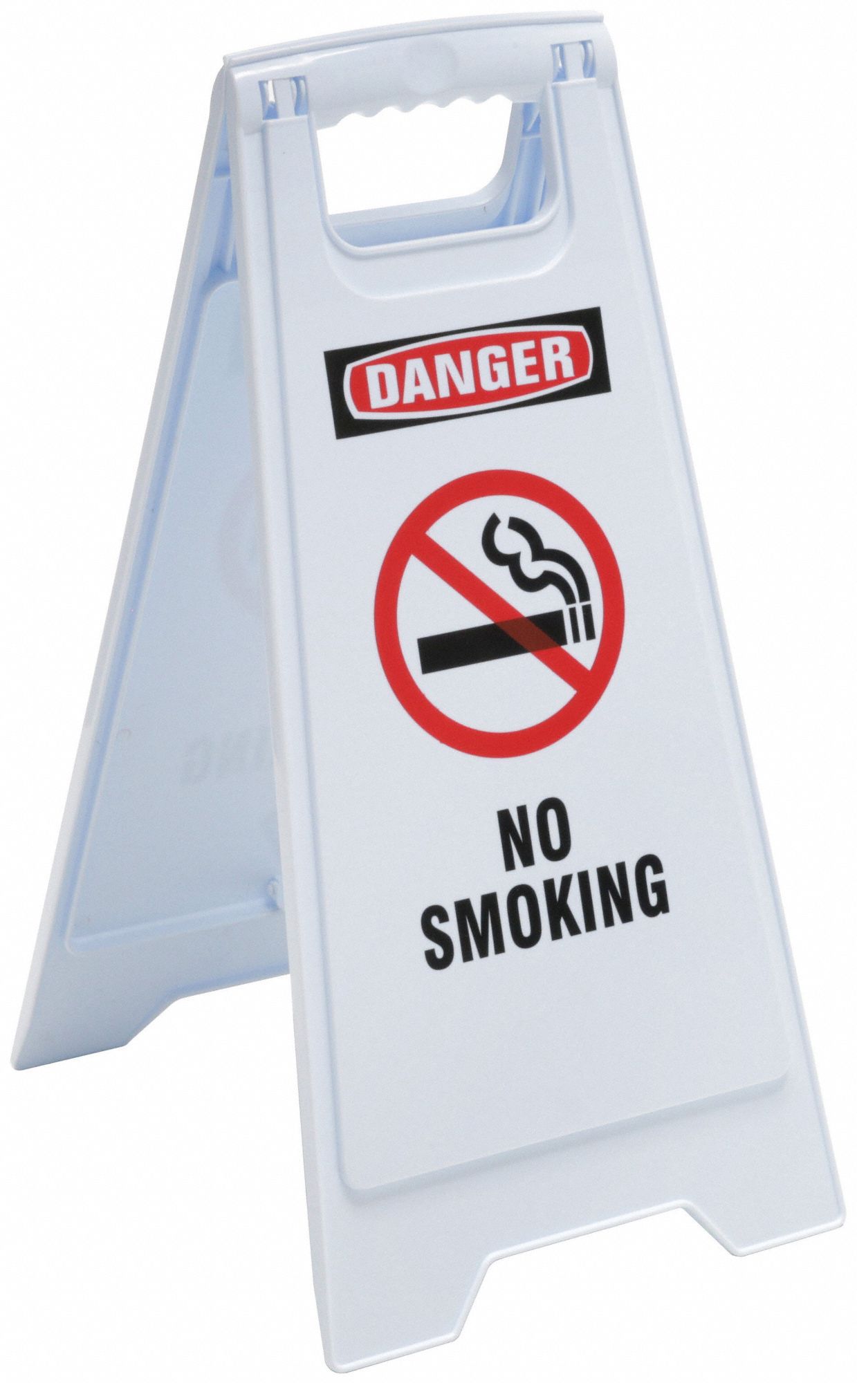 Danger No Smoking Sign: Polypropylene, 24 in x 11 29/36 in x 12 in Nominal Sign Size, White