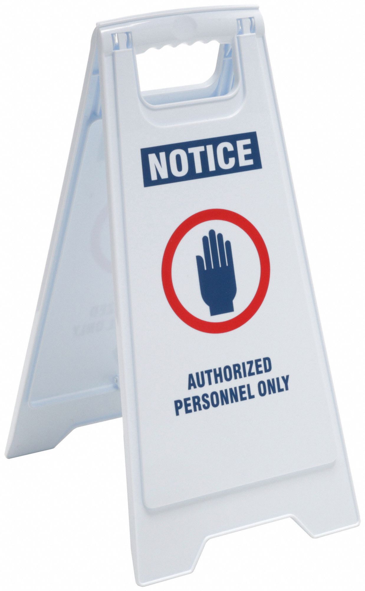 FLOOR SIGN, POLYPROPYLENE, 24X11 29/36X12IN, NOT RETROREFLECTIVE, WHITE/BLUE, AUTHORIZED PERSONNEL ONLY