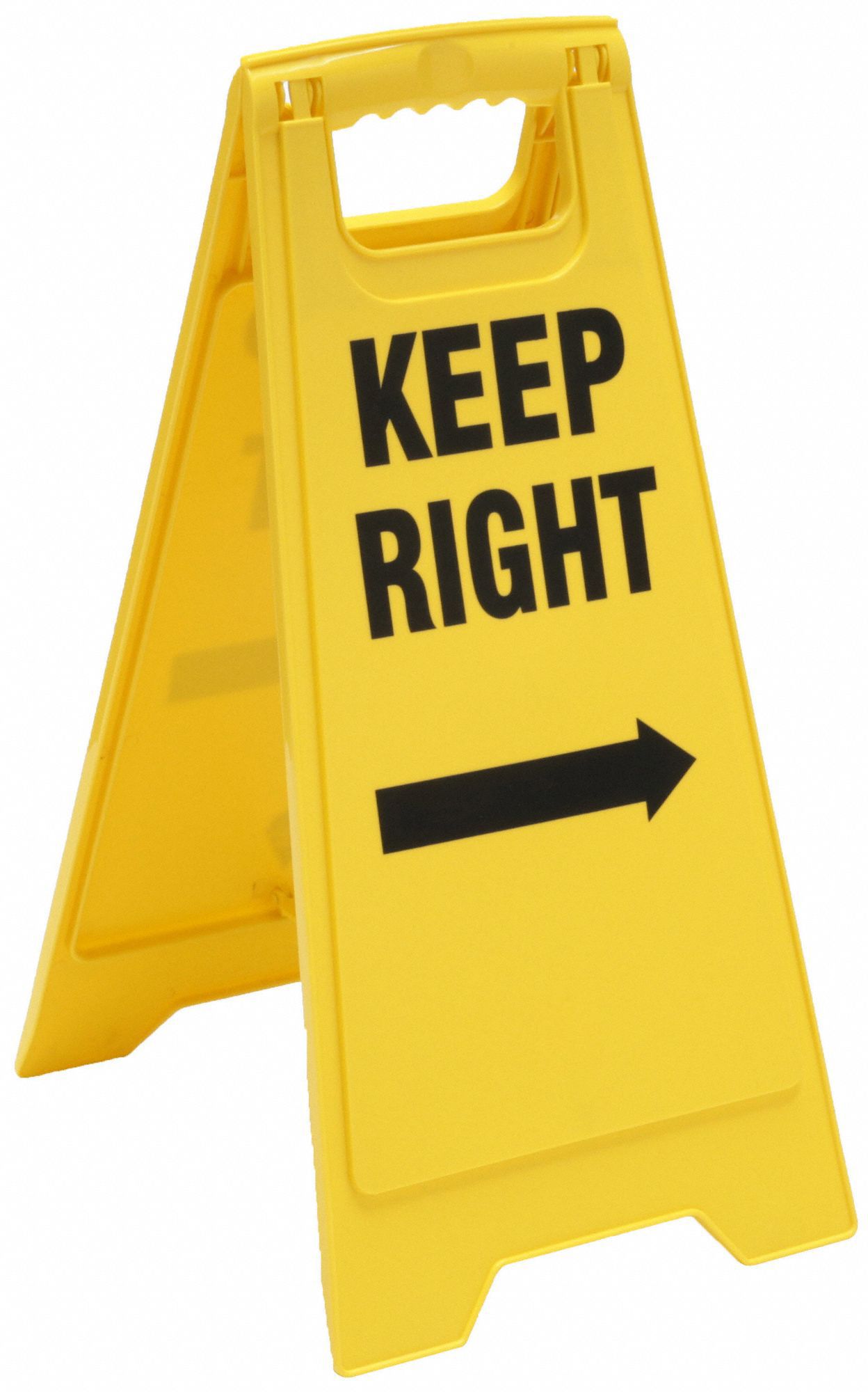 FLOOR SIGN, POLYPROPYLENE, 24 IN X 11 29/36 IN X 12 IN NOMINAL SIGN SIZE, NOT RETROREFLECTIVE, YELLOW, KEEP RIGHT/LEFT