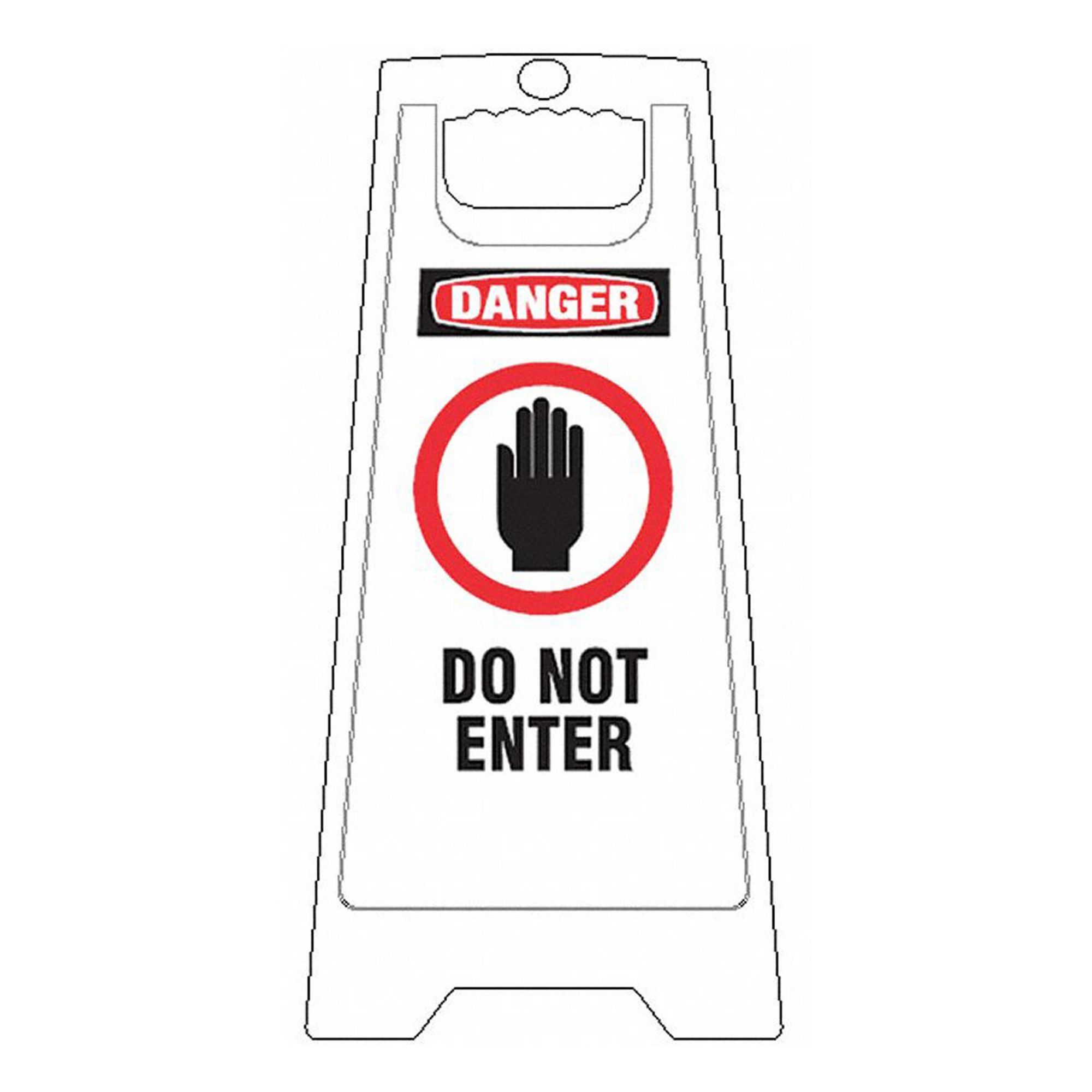 FLOOR SIGN, POLYPROPYLENE, 24 IN X 11 29/36 IN X 12 IN NOMINAL SIGN SIZE, NOT RETROREFLECTIVE, WHITE/RED, DO NOT ENTER