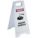 FLOOR SIGN, POLYPROPYLENE, 24 X 11 29/36 X 12 IN NOMINAL SIGN SIZE, NOT RETROREFLECTIVE, WHITE/RED, HANDLING CHEMICALS