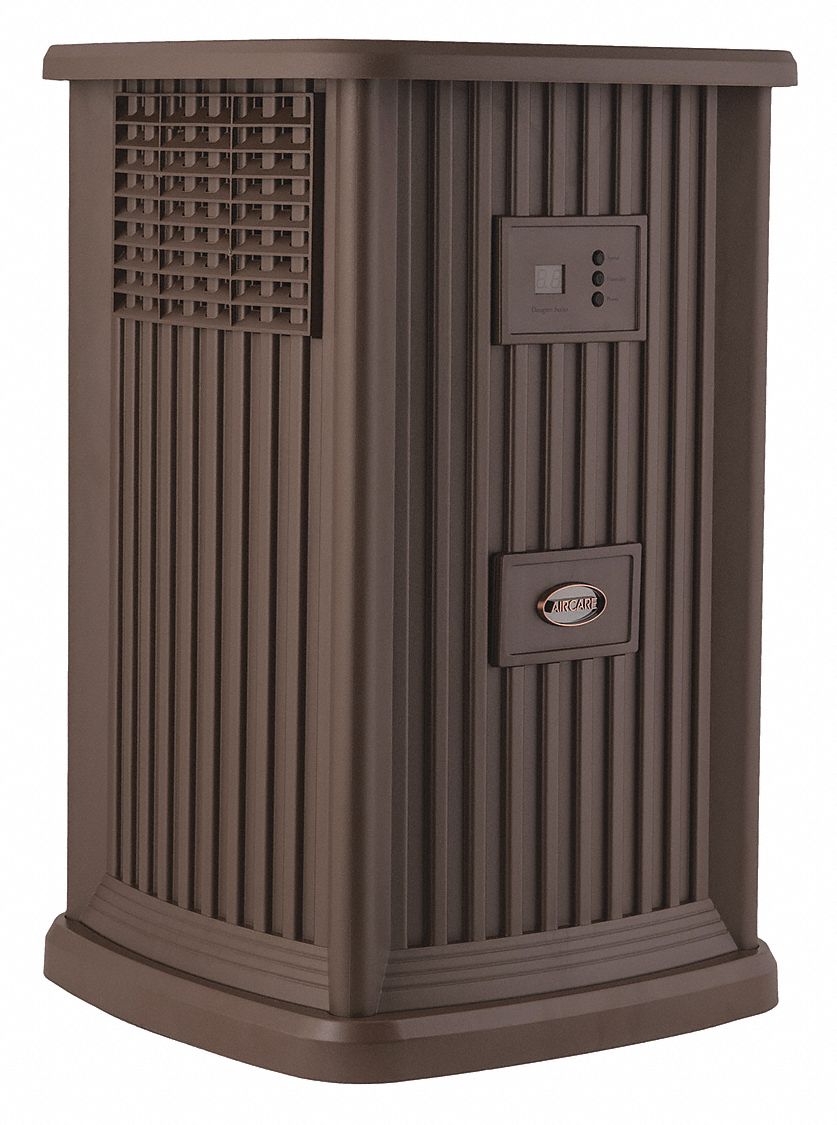 Portable Humidifier: Evaporation, 7.5 gal Daily Humidification Output, Cool, Pedestal Housing, Brown
