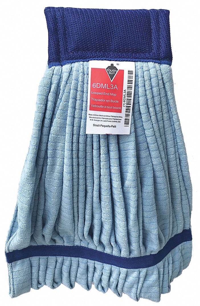 WET MOP, TUBE MOP, CLAMP-ON CONNECTION, LAUNDERABLE, 12 OZ DRY WEIGHT, MICROFIBRE, BLUE