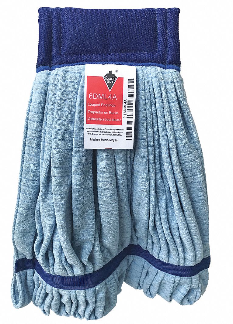 WET MOP, TUBE MOP, CLAMP-ON CONNECTION, LAUNDERABLE, 14 OZ DRY WEIGHT, MICROFIBRE, BLUE