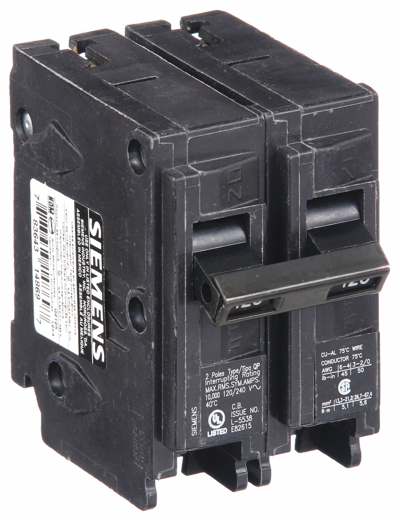 125 A Amps, 120/240V AC, Miniature Circuit Breaker - 6DNR1|Q2125 - Grainger