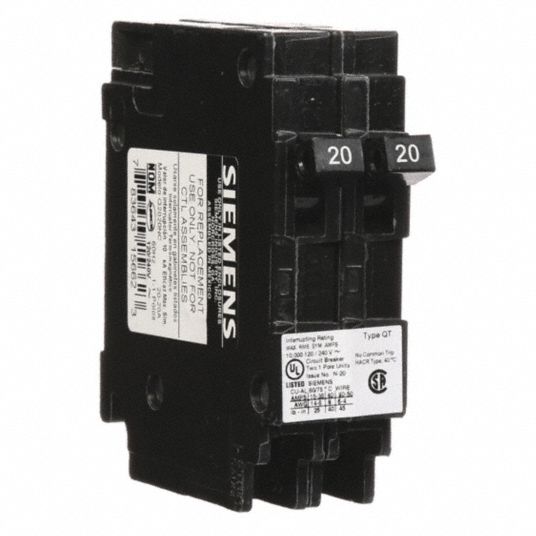 SIEMENS Miniature Circuit Breaker, Amps 20/20 A, Circuit Breaker Type