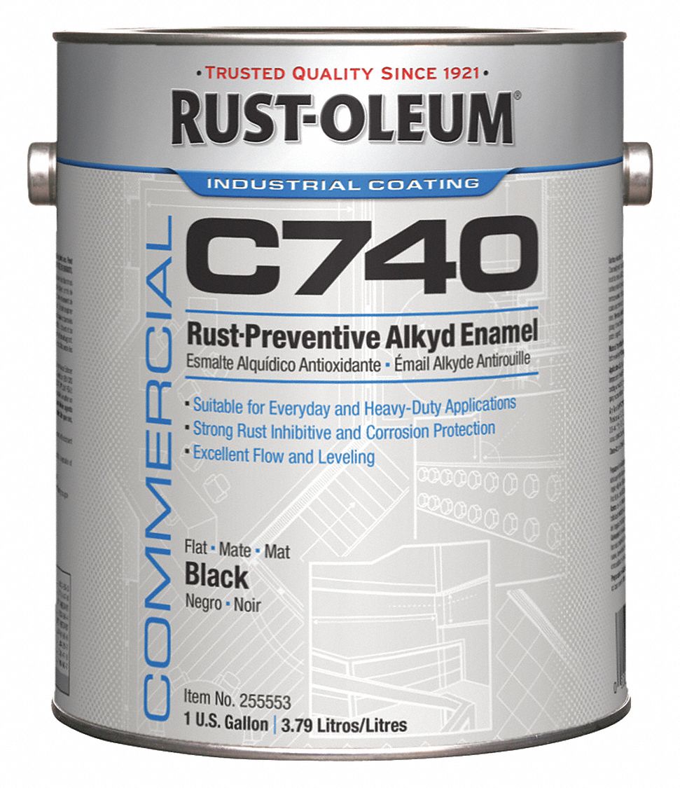 RUST-OLEUM Flat Interior/Exterior Paint, Oil Base, Black, 1 Gal - 6DNV9 ...