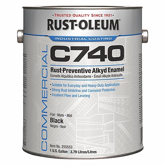 Rust Oleum Flat Interior Exterior Paint Oil Base Black 1 Gal 6dnv9 255553 Grainger - Rustoleum Oil Based Paint Gallon Colors