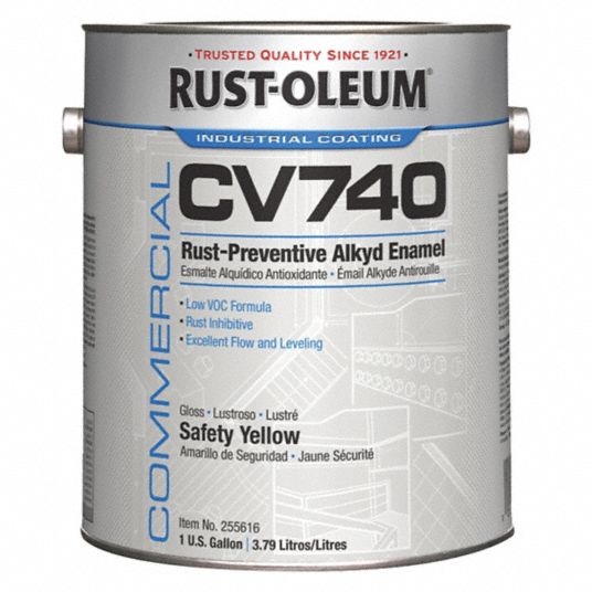 Rust-Oleum Interior/Exterior Paint: For Metal/Steel, Safety Yellow, 1 gal  Size, Oil, Less Than 100g/L, Gloss