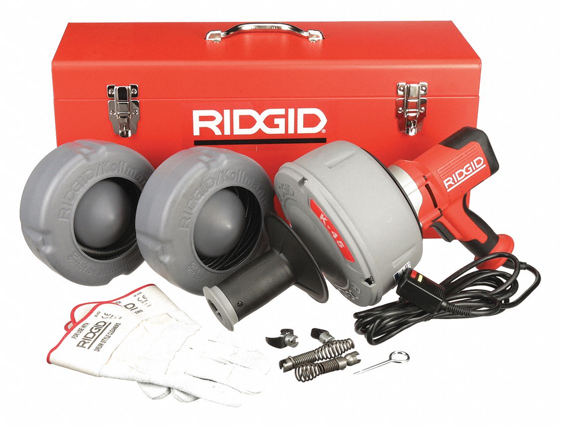 RIDGID, 2 Augers, 2 Cutters, Drain Cleaning Cable Kit - 1VUX2