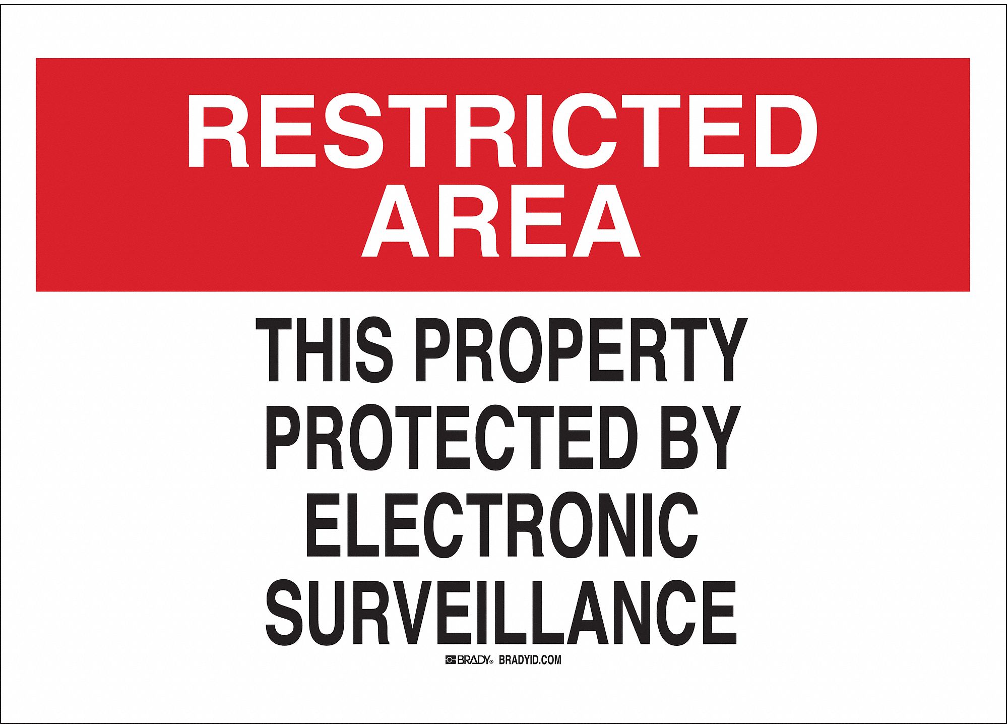 Security Sign, 10 x 14In, BK and R/WHT, ENG