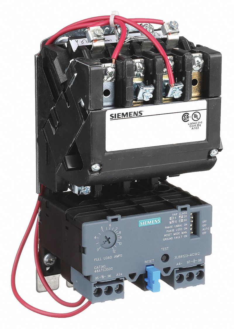 NEMA Magnetic Motor Starter: Non-Reversing, 3 Poles, NEMA Size 1, 27 A, 480V AC Coil