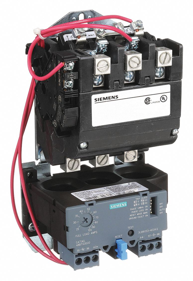 NEMA Magnetic Motor Starter: Non-Reversing, 3 Poles, NEMA Size 2-1/2, 60 A, 480V AC Coil