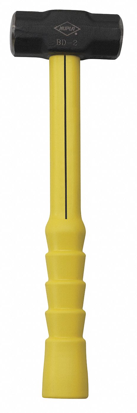 ERGO-POWER SERIES ENGINEER'S HAMMER, 14 IN BLACK/YELLOW FIBREGLASS HANDLE, RIBBED GRIP, NON-SPARKING, 14 IN L, 4 LB