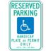 Reserved Parking Handicap Plate Or Permit Only A.R.S. Sec. 28-884 Signs (Arizona)