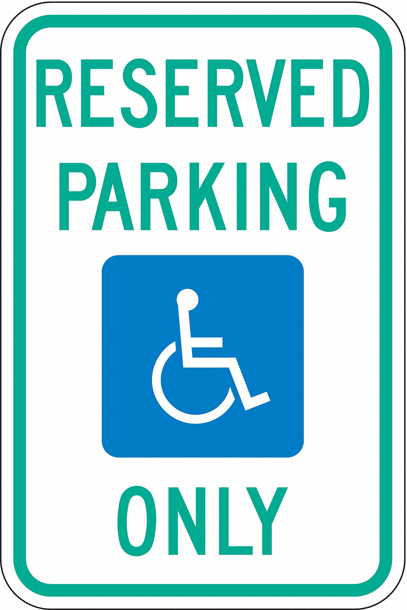 Handicap Parking Sign: 18 in x 12 in Nominal Sign Size, Aluminum, 0.063 in, High Intensity Prismatic