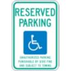 Reserved Parking Unauthorized Parking Punishable By $100 Fine And Subject To Towing Signs (Tennesee)