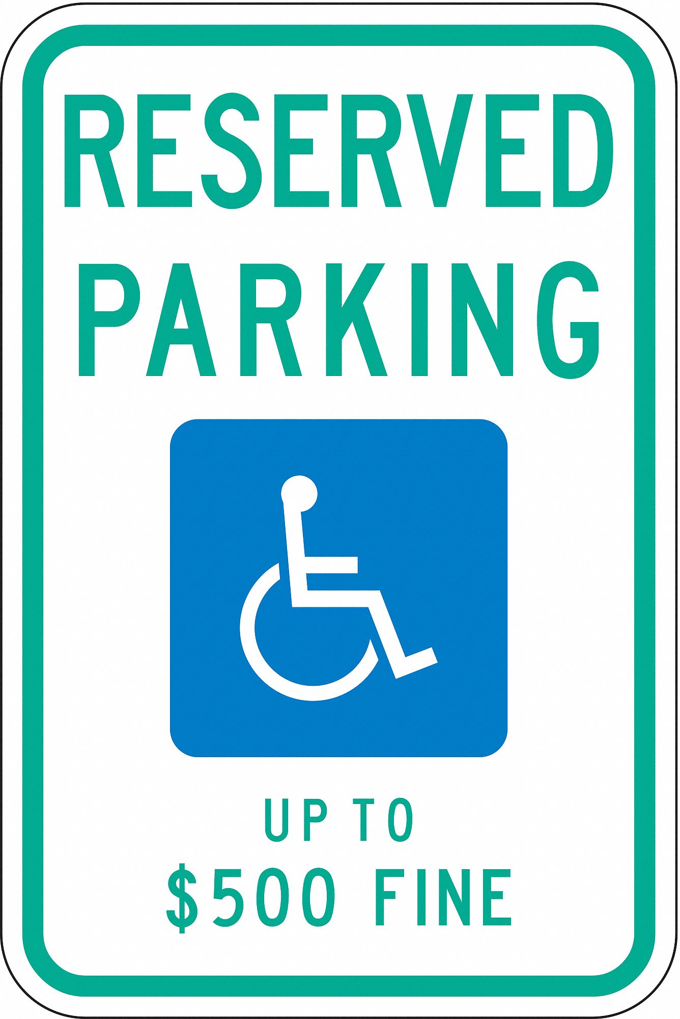 Handicap Parking Sign: 18 in x 12 in Nominal Sign Size, Aluminum, 0.063 in, High Intensity Prismatic