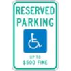 Reserved Parking Up To $500 Fine Signs (West Virginia)