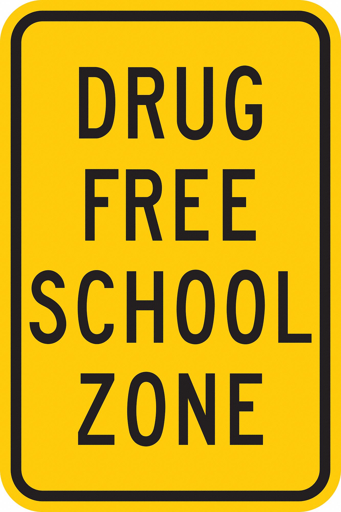 Reflective Drug Free Sign: Aluminum, Mounting Holes Sign Mounting, 18 in x 12 in Nominal Sign Size
