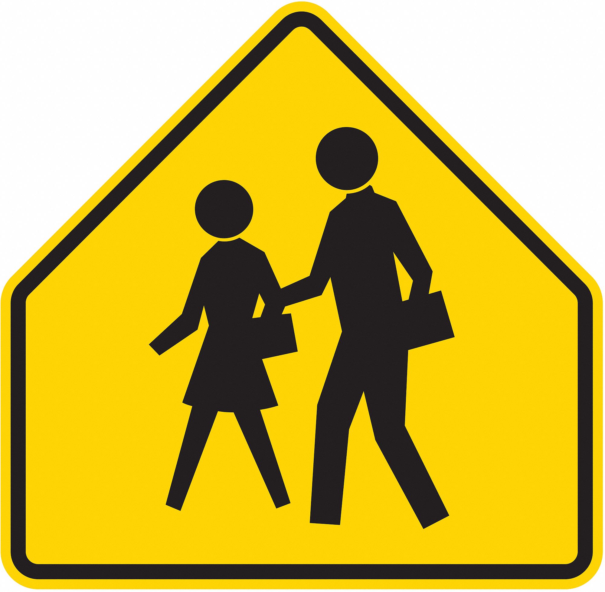 Traffic Sign: 24 in x 24 in Nominal Sign Size, Aluminum, Yellow-Green, S1-1 MUTCD, Diamond
