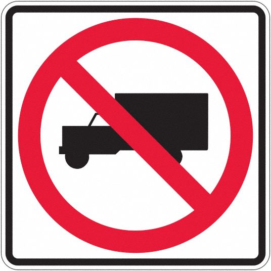 LYLE No Trucks Traffic Sign, MUTCD Code R5-2, 24 in x 24 in ...