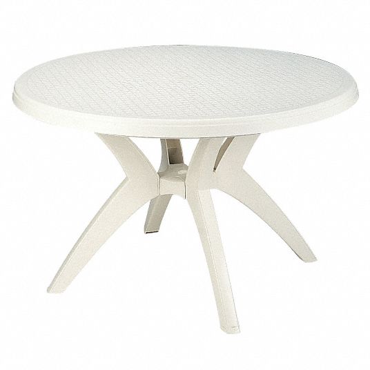 Grosfillex Resin Table White 29 In, Round Resin Patio Table