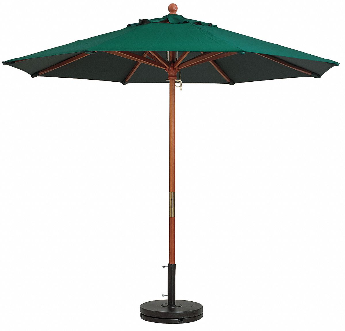 6DVL7 - 7ft Wooden Market Umbrella Forest Green