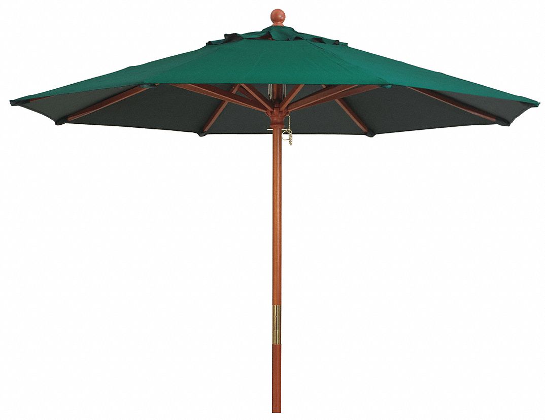 6DVL9 - 9ft Wooden Market Umbrella forest green