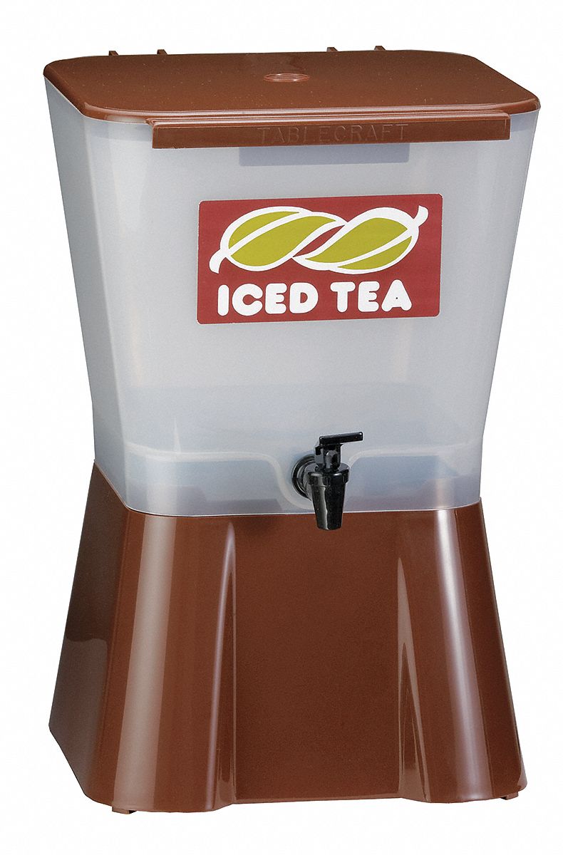 Beverage Dispenser: 3 gal, Brown, Polypropylene, Square, 1 Dispensers