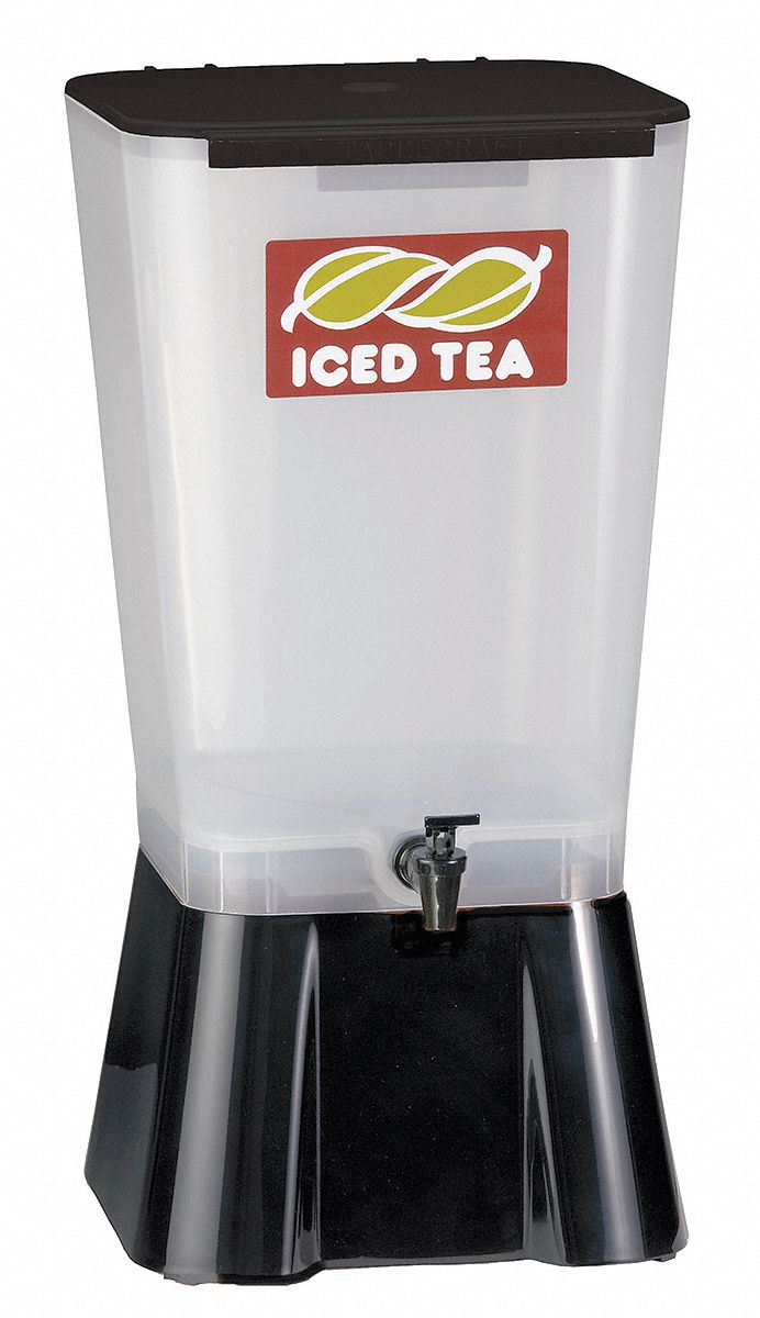 Beverage Dispenser: 5 gal, Black, Polypropylene, Rectangle, 1 Dispensers