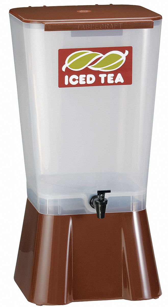 Beverage Dispenser: 5 gal, Brown, Polypropylene, Rectangle, 1 Dispensers