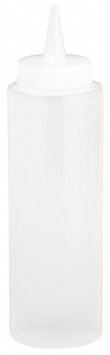 Squeeze Bottle: 8 fl oz Capacity, 1 1/2 in Opening Dia