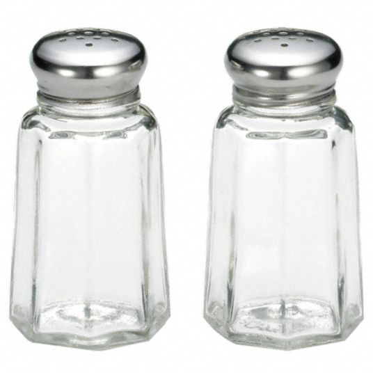 TABLECRAFT PRODUCTS COMPANY, 1 oz Capacity, Glass, Salt and Pepper ...