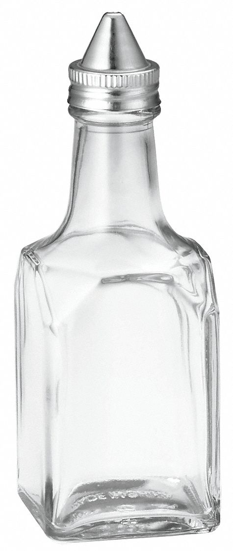 Oil and Vinegar Bottle: 6 oz Capacity, Glass, 5 1/2 in Overall Ht