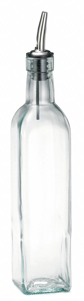 Oil and Vinegar Bottle: 16 oz Capacity, Glass, 12 1/8 in Overall Ht